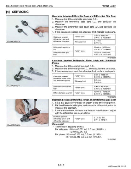 Kubota BX 24 Tractor Service Manual sample page showing repair procedures