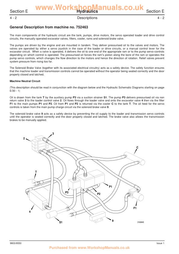 JCB 1CX 208S Backhoe Loader Service Manual sample page with technical illustrations