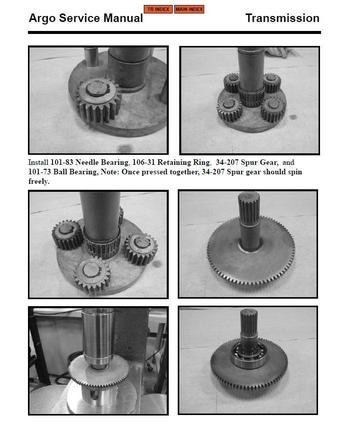 Argo XTV UTV Service Manual sample page showing repair procedures