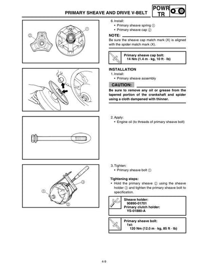 Yamaha FX Nytro Snowmobile Service Manual sample page showing schematics and diagrams