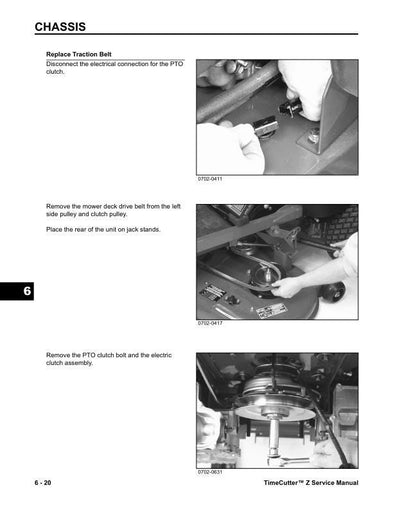 Toro TimeCutter Z16 Z17 Z18 ZX17K Mower Service Manual sample page showing schematics and diagrams