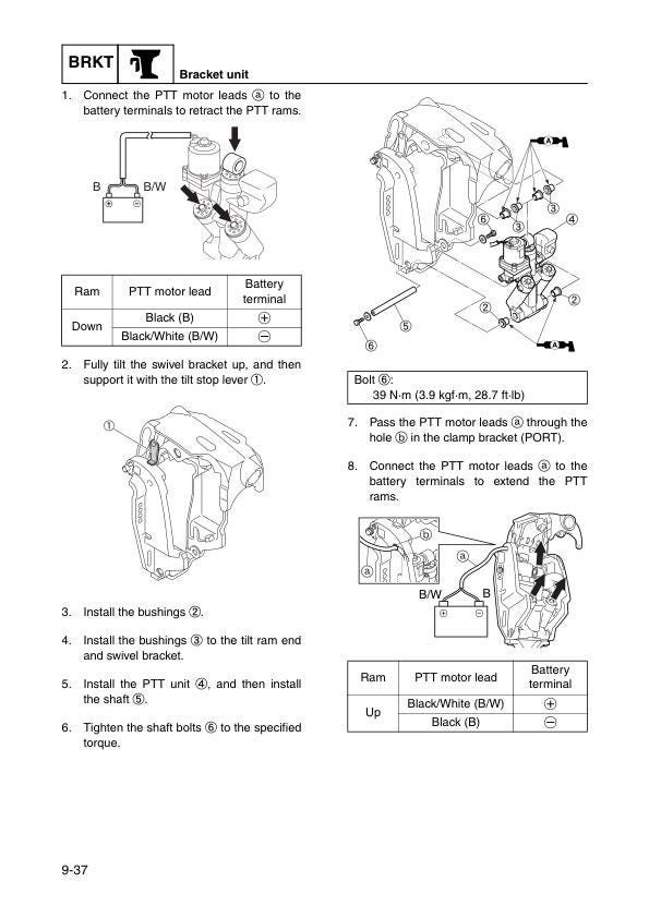 Yamaha F150B FL150B Outboard Service Manual sample page showing schematics and diagrams