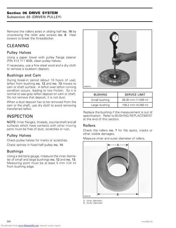 Skidoo Summit Highmark & Mach Z Snowmobile Service Manual sample page showing repair procedures