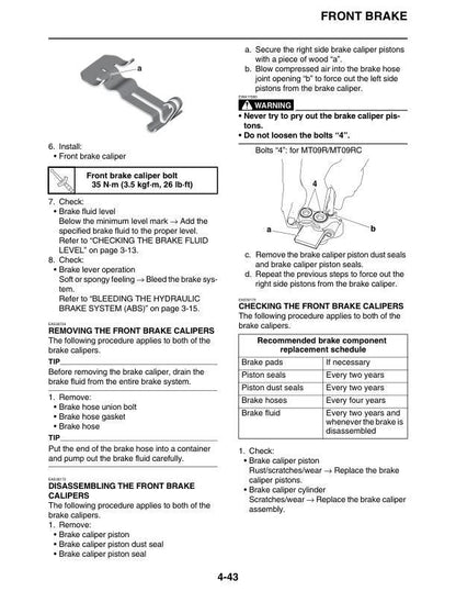 Yamaha MT-09 Motorcycle Service Manual sample page from service manual