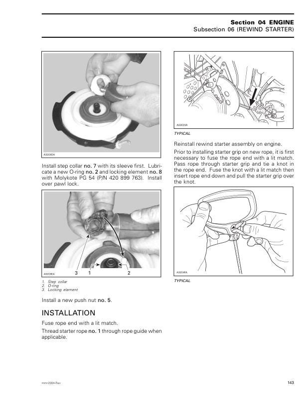Skidoo MXZ Summit GSX Snowmobile Service Manual sample page with diagrams and specifications