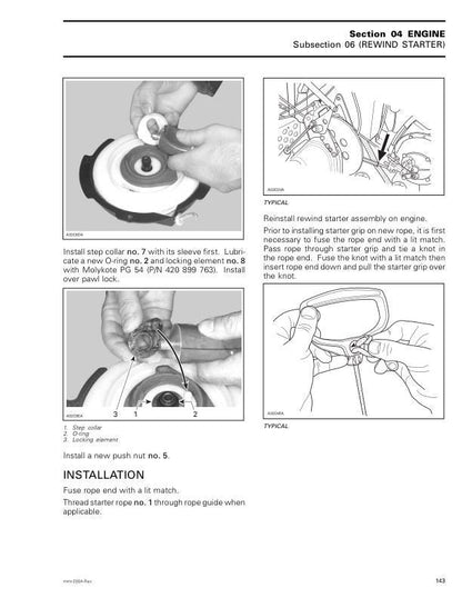 Skidoo MXZ Summit GSX Snowmobile Service Manual sample page with diagrams and specifications