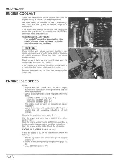 Honda Pioneer SXS 1000 UTV Service Manual sample page with diagrams and specifications