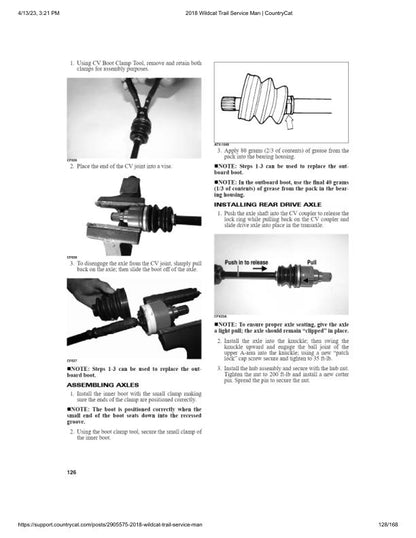 Arctic Cat Wildcat Trail UTV Service Manual sample page showing schematics and diagrams