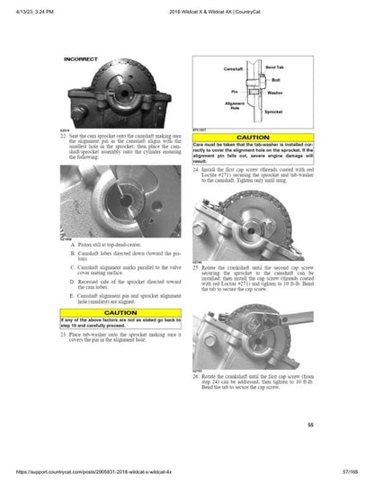 Arctic Cat Wildcat X 4X 1000 UTV Service Manual sample page showing repair procedures