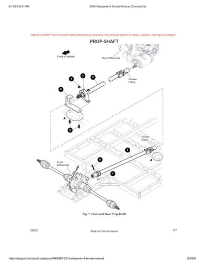 Textron (Arctic Cat) Stampede XTR UTV Service Manual sample page with service data and tables