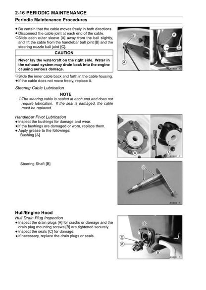 Kawasaki JetSki X2 Service Manual sample page with diagrams and specifications