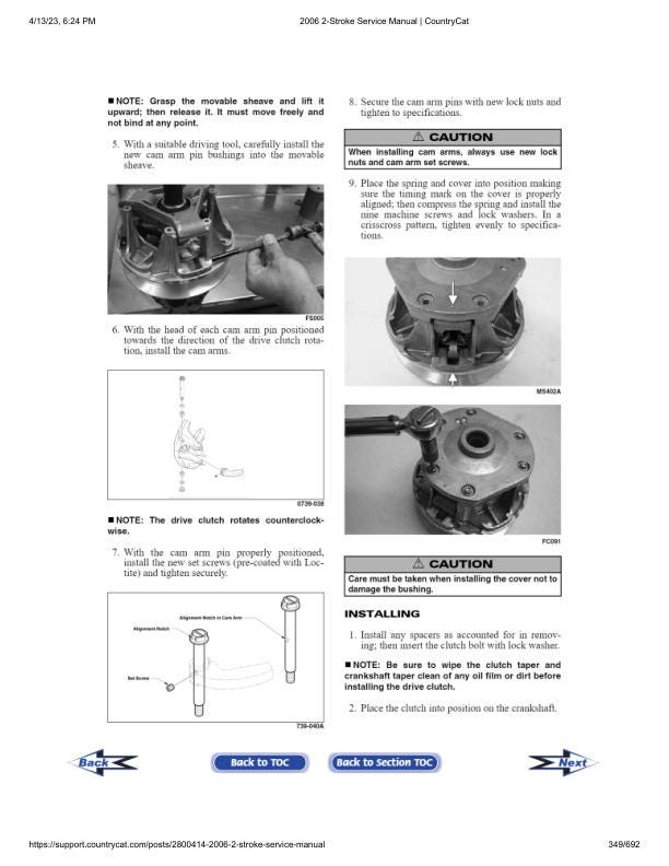 Arctic Cat  Panther Firecat Bearcat Z M Snowmobile Service Manual sample page with technical illustrations