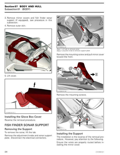 Sea-Doo GTX RXT Wake Pro Fish Pro Service Manual sample page with service data and tables