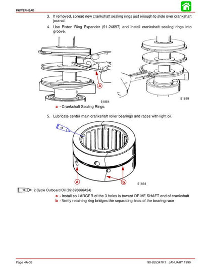 Mercury Optimax 115 135 150 175 Outboard Service Manual sample page with service data and tables