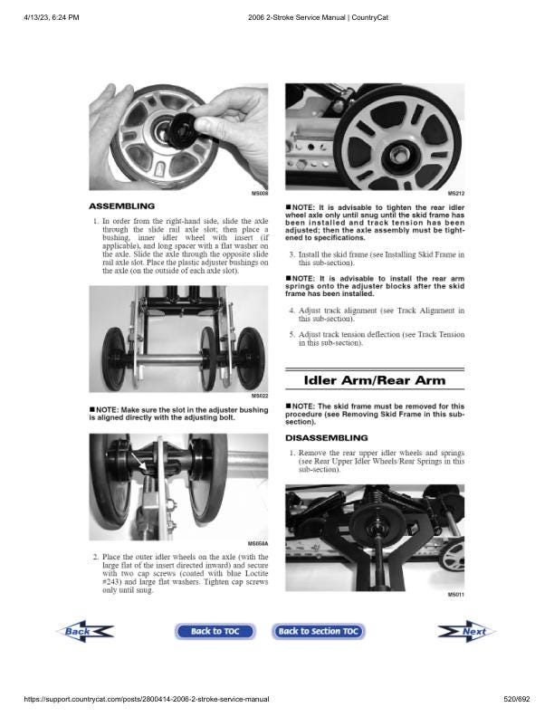 Arctic Cat  Panther Firecat Bearcat Z M Snowmobile Service Manual sample page with service data and tables