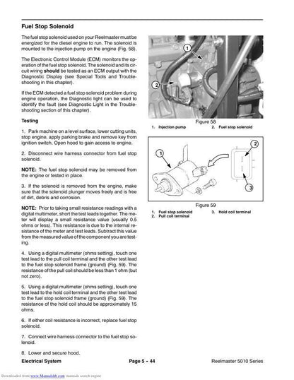 Toro Reelmaster 5210 5410 5510 5610 Mower Service Manual sample page with service data and tables