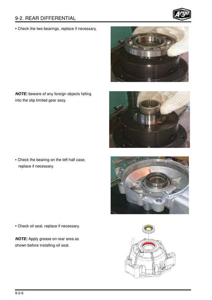 Argo XPLORER XR 500 UTV Service Manual sample page with service data and tables