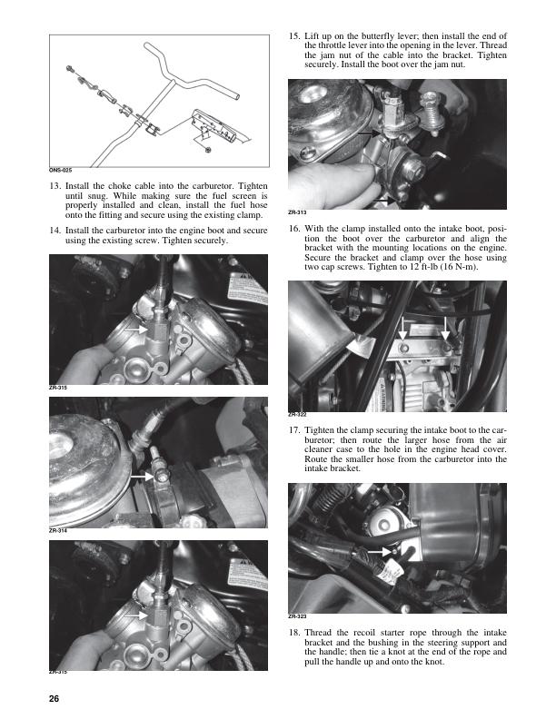 Arctic Cat ZR 200 Snowmobile Service Manual sample page showing repair procedures