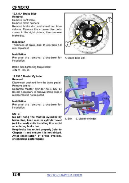 CFMOTO UFORCE 800 UTV Service Manual sample page showing schematics and diagrams