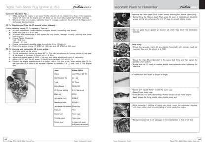 Baja Pulsar DTSi 180 Motorcycle Service Manual sample page showing repair procedures