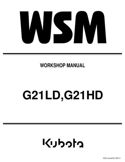 Kubota G21LD G21HD Mower Service Manual factory service manual title page
