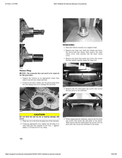 Arctic Cat Wildcat XX UTV Service Manual sample page with service data and tables