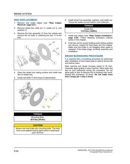 Polaris ACE 900 UTV Service Manual sample page with technical illustrations