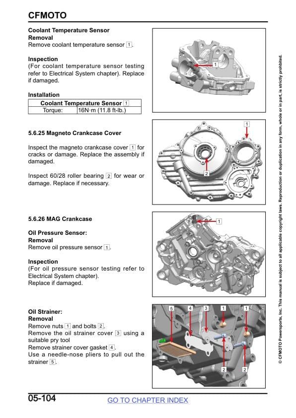 CFMOTO ZFORCE 800 950 Trail Sport UTV Service Manual sample page with technical illustrations