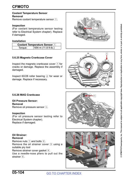 CFMOTO ZFORCE 800 950 Trail Sport UTV Service Manual sample page with technical illustrations
