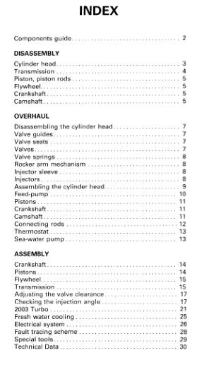 Volvo Penta 2001 2002 2003 2003T Marine Engine Service Manual table of contents