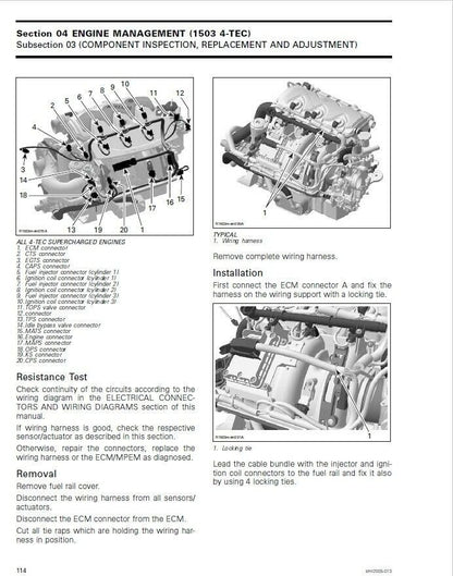 Sea-Doo GTX RXP RXT WAKE Service Manual sample page with service data and tables