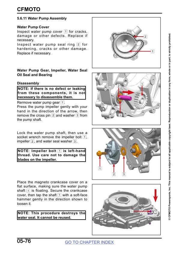 CFMOTO ZFORCE 800 950 Trail Sport UTV Service Manual sample page showing repair procedures