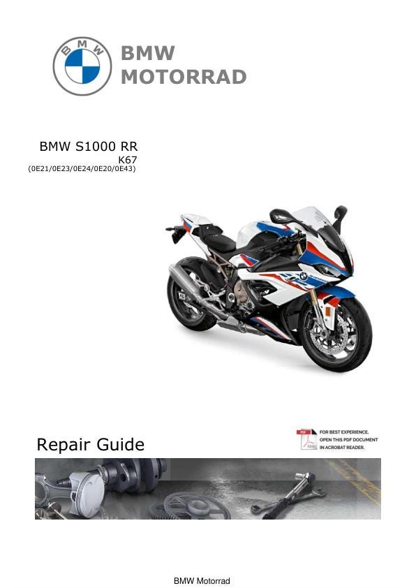 BMW S1000 RR K67 Motorcycle Service Manual factory service manual title page
