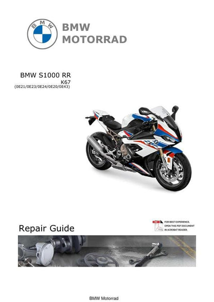 BMW S1000 RR K67 Motorcycle Service Manual factory service manual title page