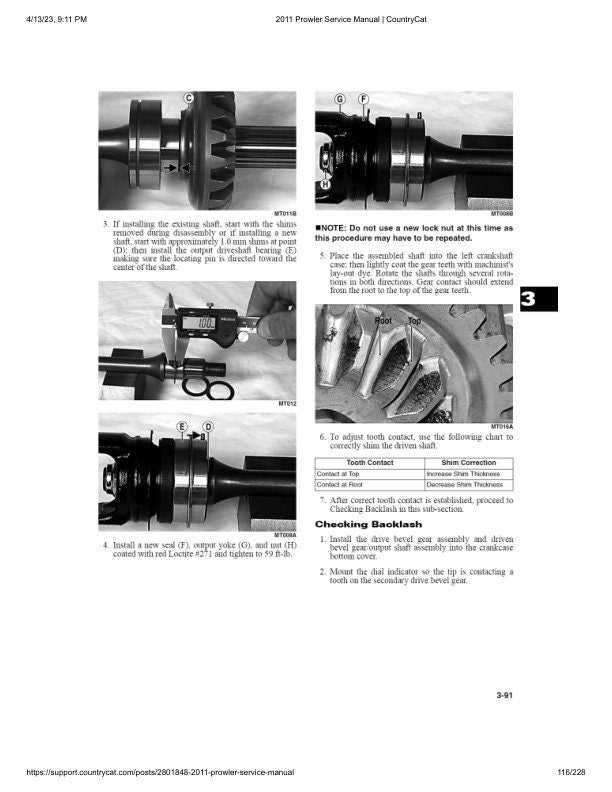 Arctic Cat Prowler HDX UTV Service Manual sample page from the repair manual