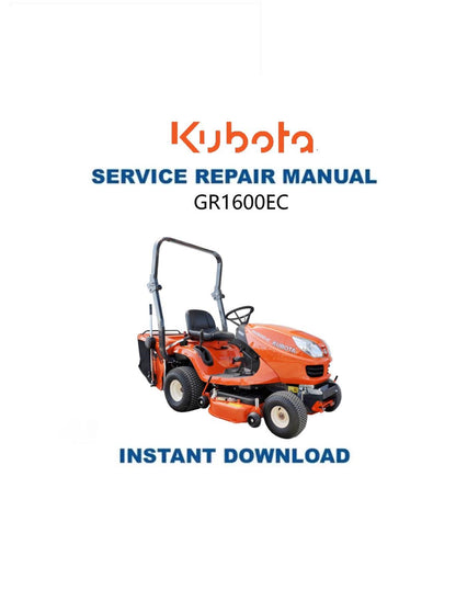 Kubota GR 1600 EC Mower Service Manual - Service Manual PDF Instant Download