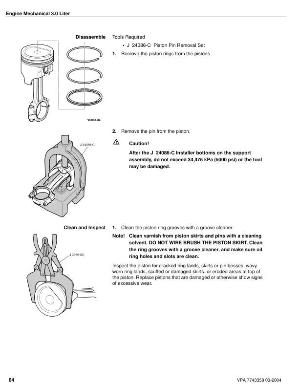 Volvo Penta 3.0 GS GL Engine Service Manual sample page with technical illustrations