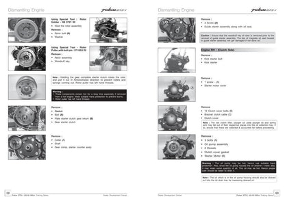 Baja Pulsar DTSi 180 Motorcycle Service Manual sample page with technical illustrations