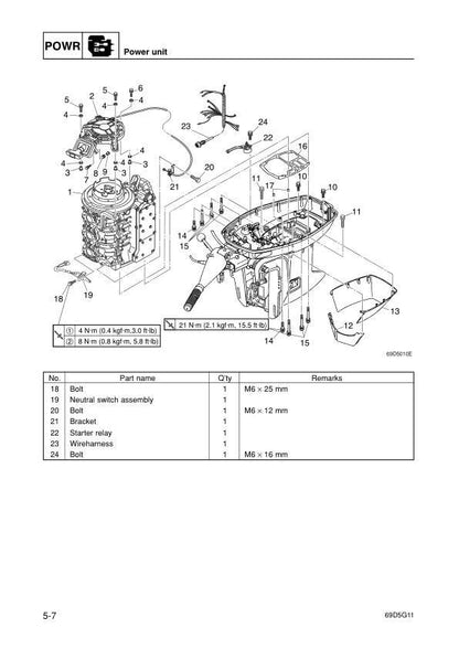 Yamaha E60 Outboard Service Manual sample page from service manual
