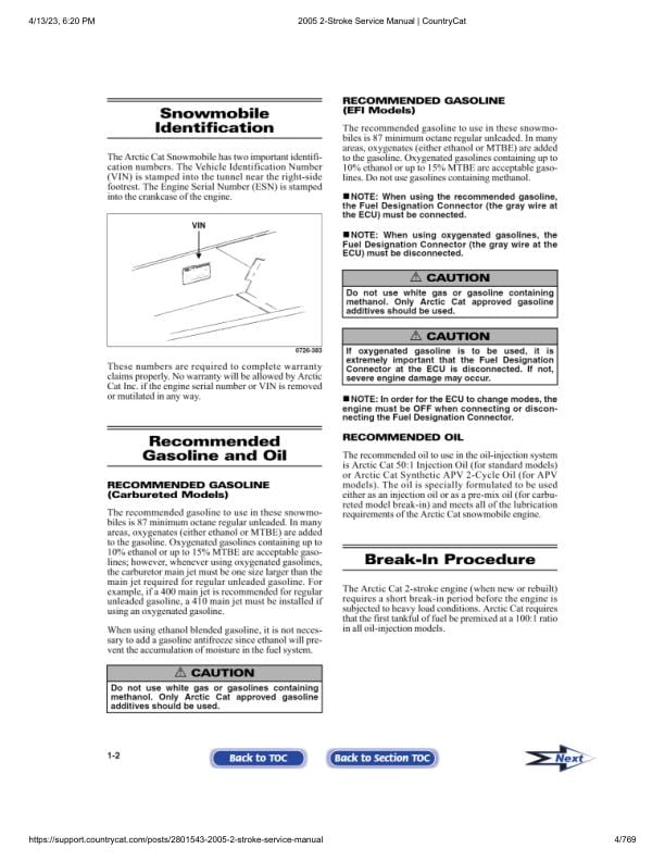 Arctic Cat F5 F6 F7 M5 M7 Panther Pantera ZR Snowmobile Service Manual table of contents