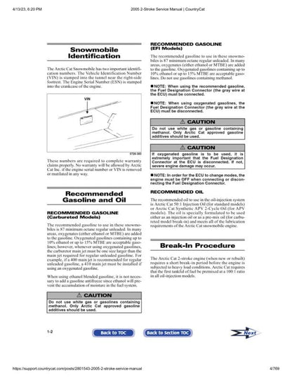 Arctic Cat F5 F6 F7 M5 M7 Panther Pantera ZR Snowmobile Service Manual table of contents