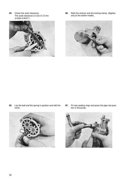 Volvo Penta AQ125 AQ145 A/B Engine Service Manual sample page with service data and tables