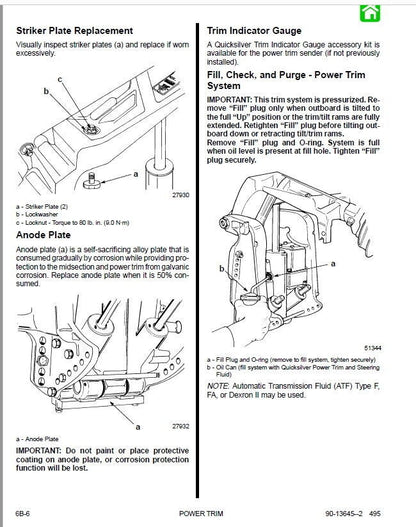 Mercury 70 75 80 90 100 115 Outboard Service Manual sample page with technical illustrations
