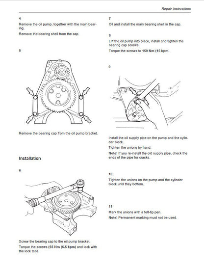 Volvo Penta TAMD  61A 62A 63L 63P 71A 71B 72A 72P 72WJ Service Manual sample page with diagrams and specifications