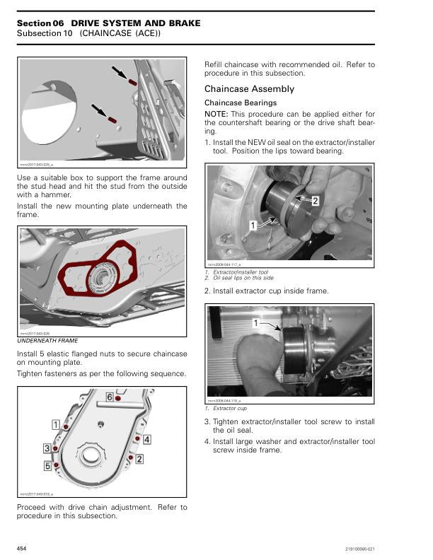 Skidoo Renegade Snowmobile Service Manual sample page with service data and tables
