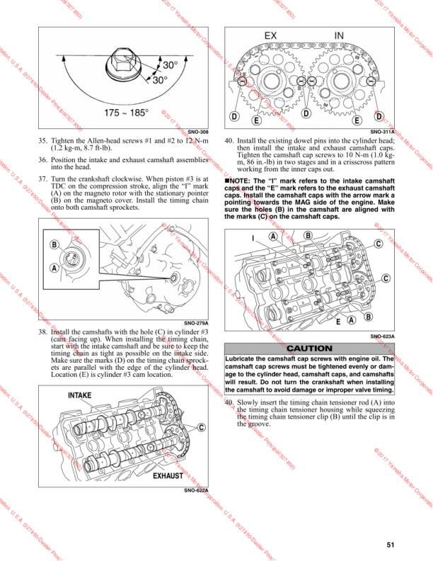 Yamaha Sidewinder Snowmobile Service Manual sample page with technical illustrations