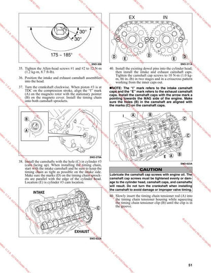 Yamaha Sidewinder Snowmobile Service Manual sample page with technical illustrations