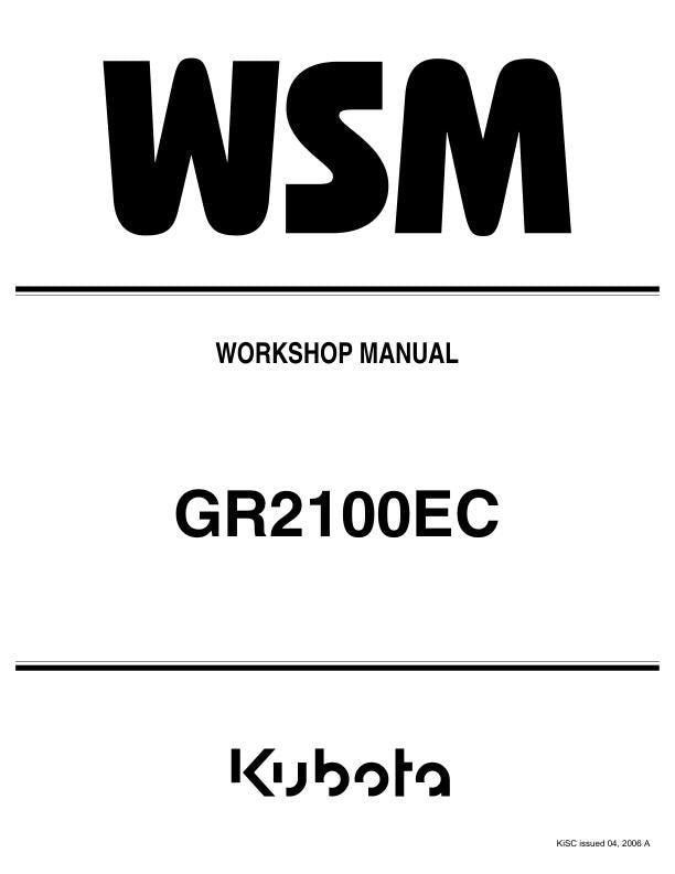 Kubota GR 2100 EC Mower Service Manual factory service manual title page