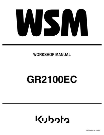 Kubota GR 2100 EC Mower Service Manual factory service manual title page
