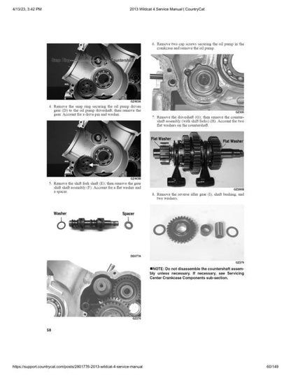 Arctic Cat Wildcat 4 UTV Service Manual sample page with technical illustrations